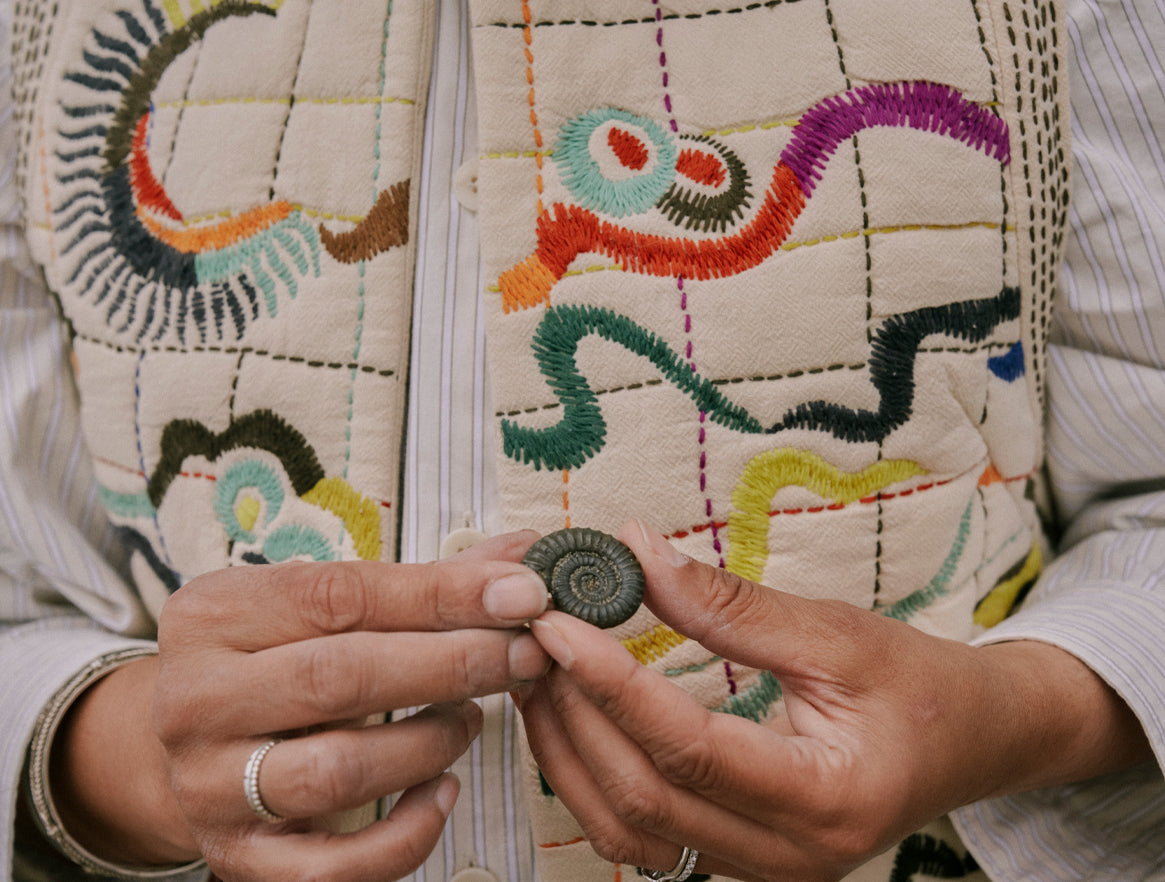 Earth scientist Anjana Khatwa wearing an embroidered vest