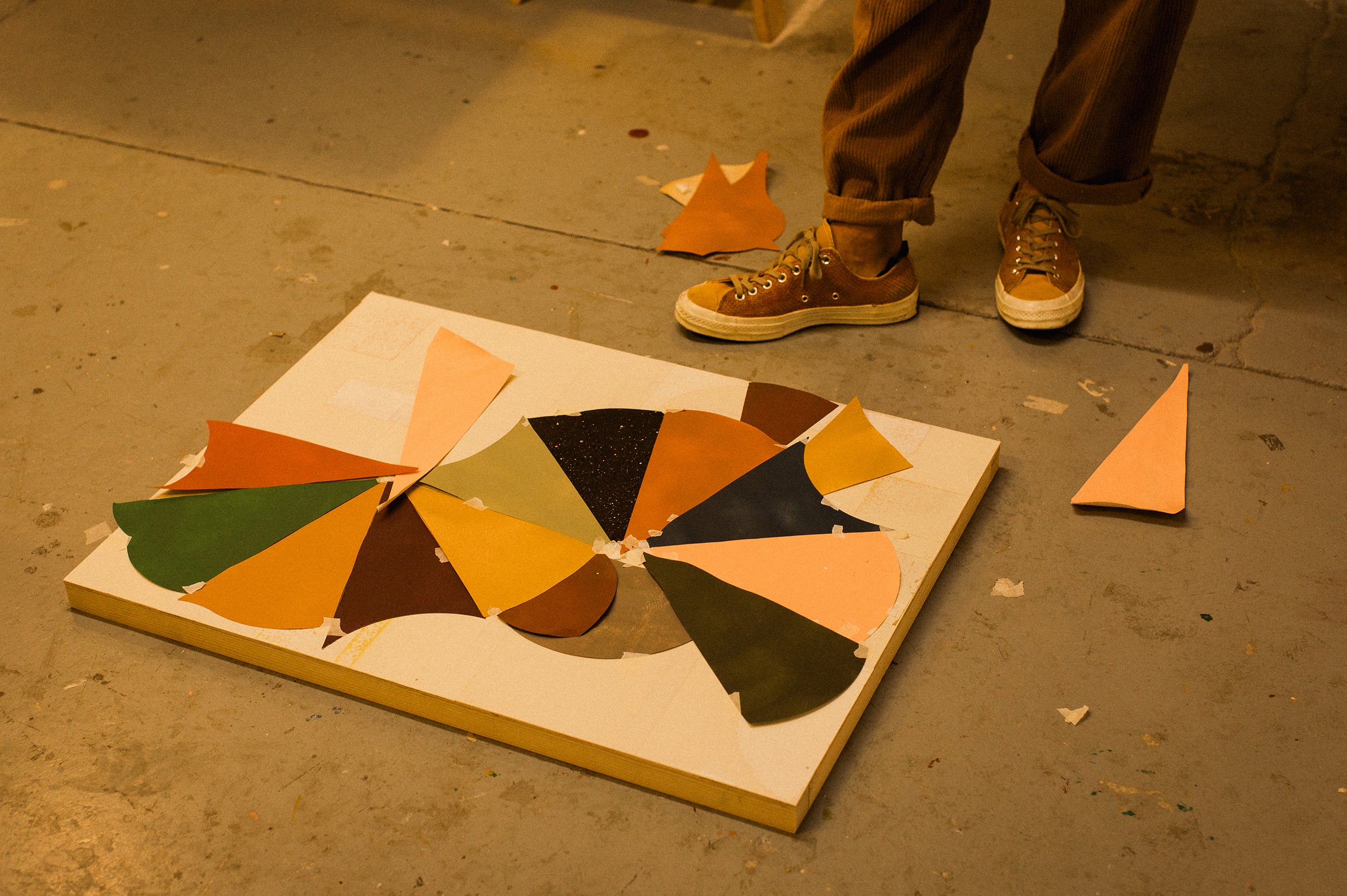 Artwork on the studio floor