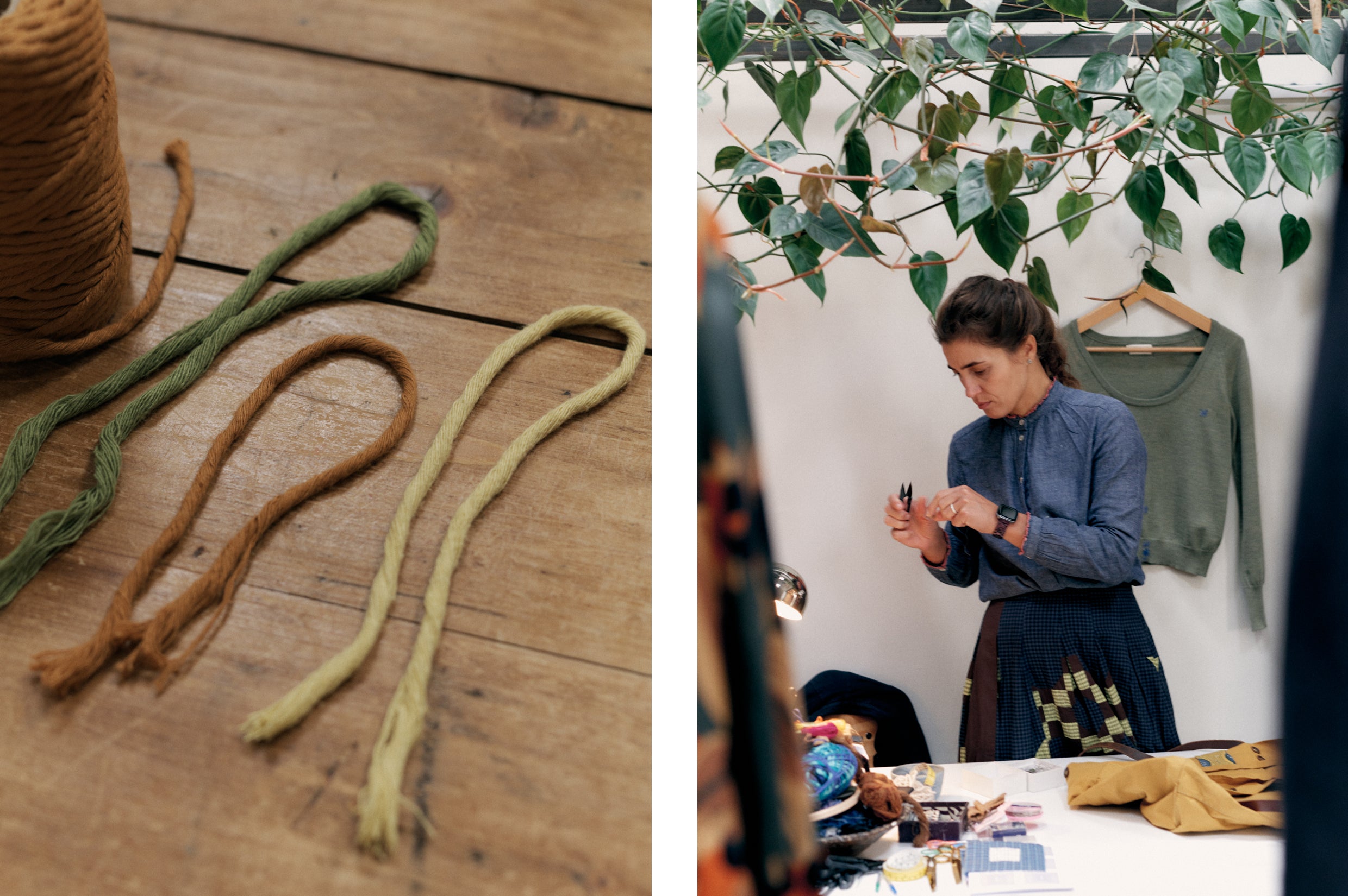 Natural yarn and clothes being repaired at TOAST