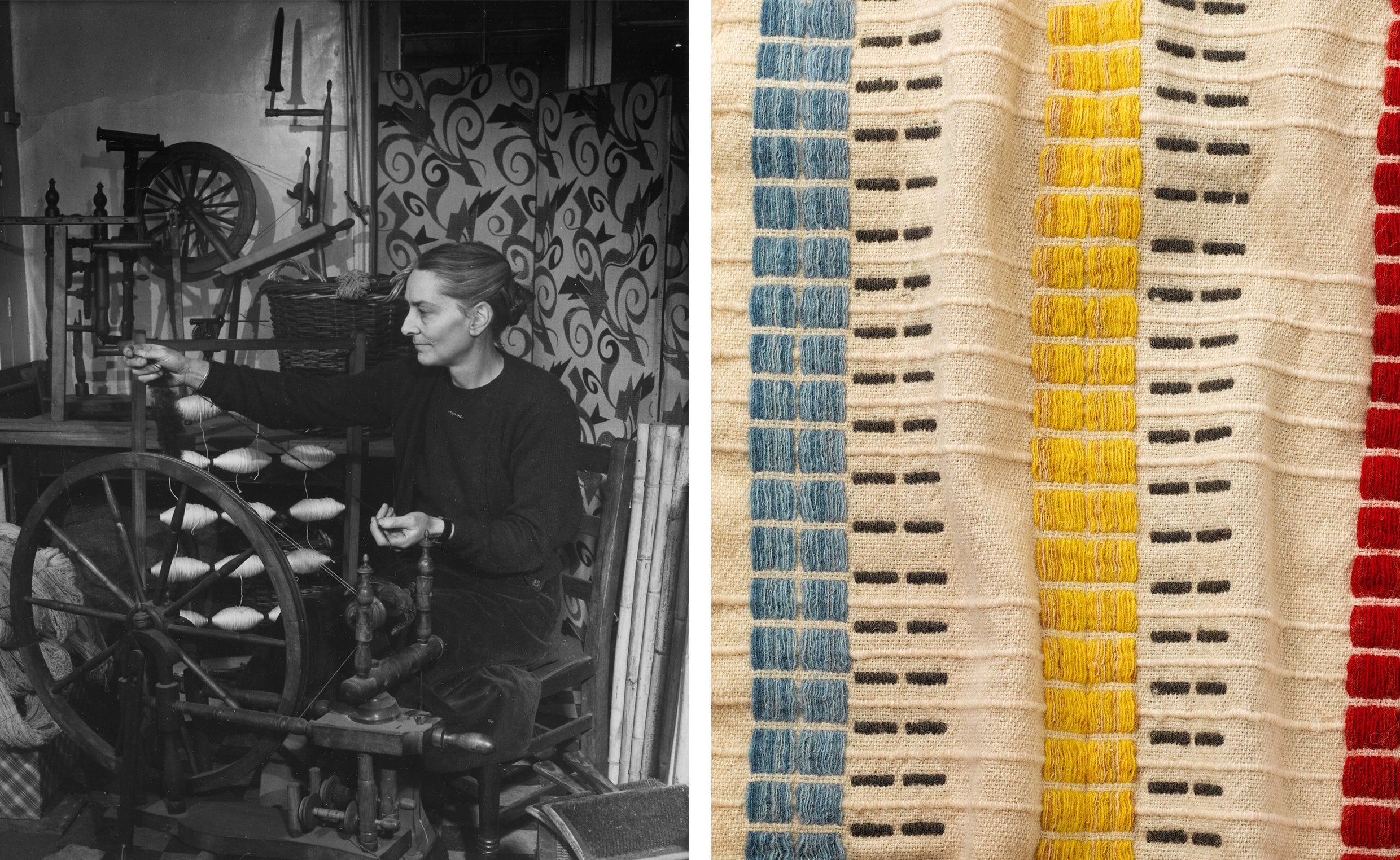 Hilary Bourne at a Spinning Wheel