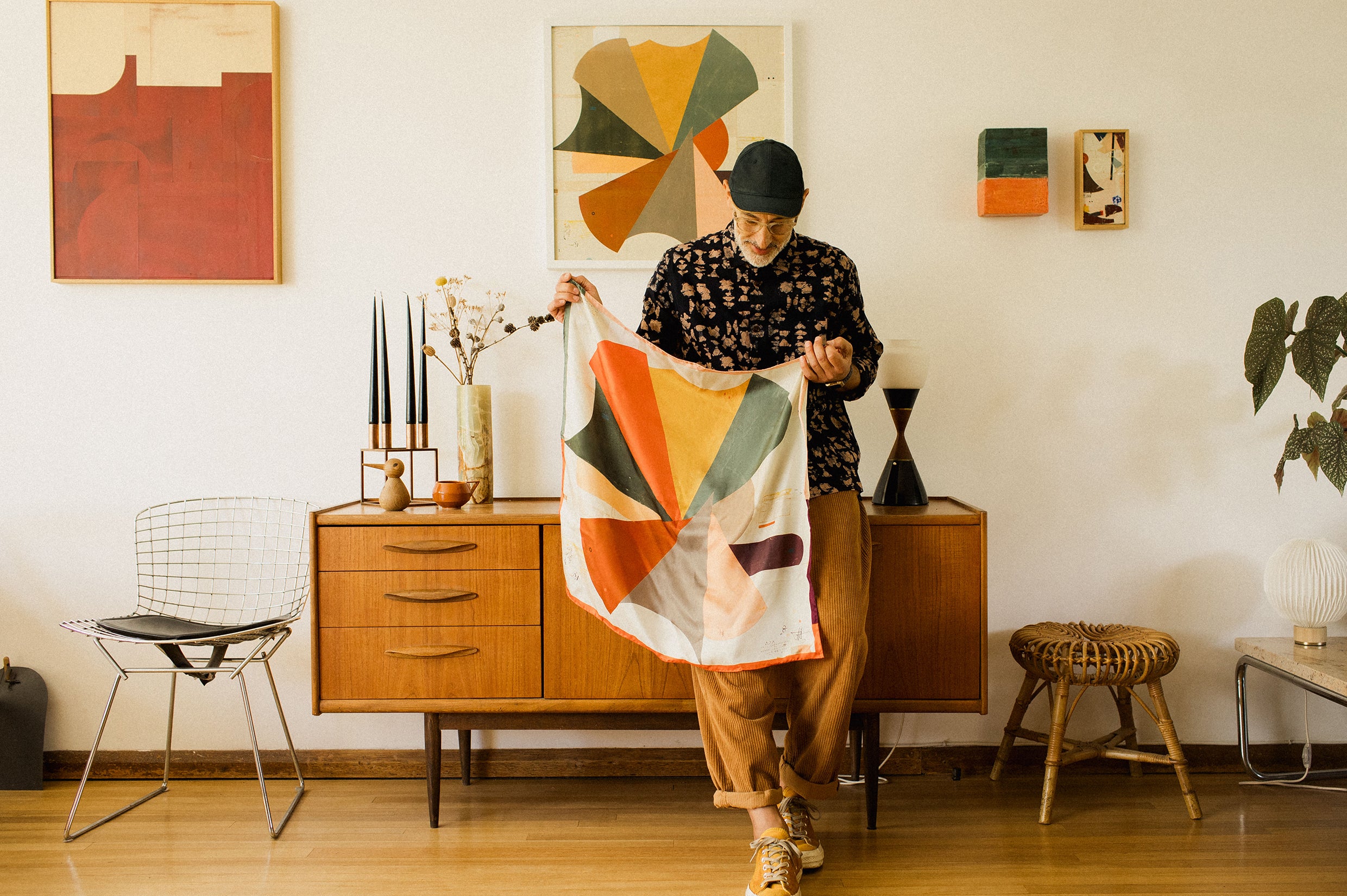Man holding silk scarf