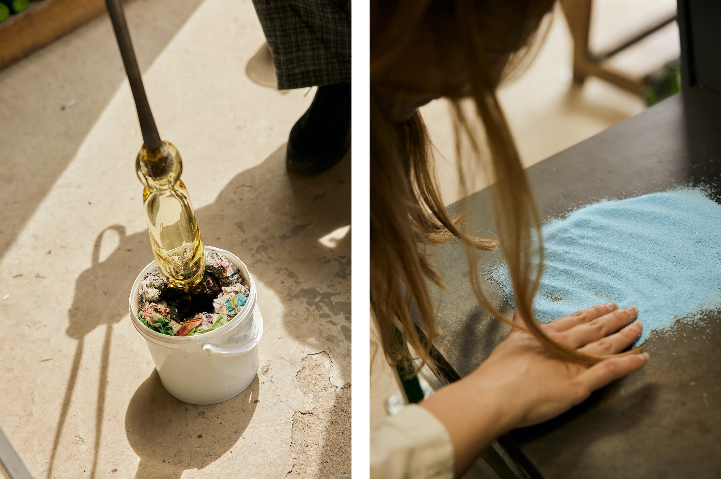 Blown-glass vases by artist Rosie Stonham