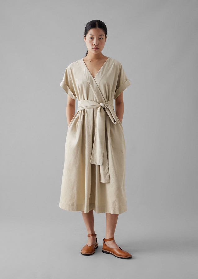 Needlecord Wrap Front Dress | Moonstone