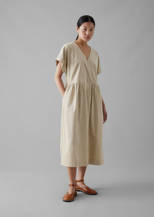 Needlecord Wrap Front Dress | Moonstone