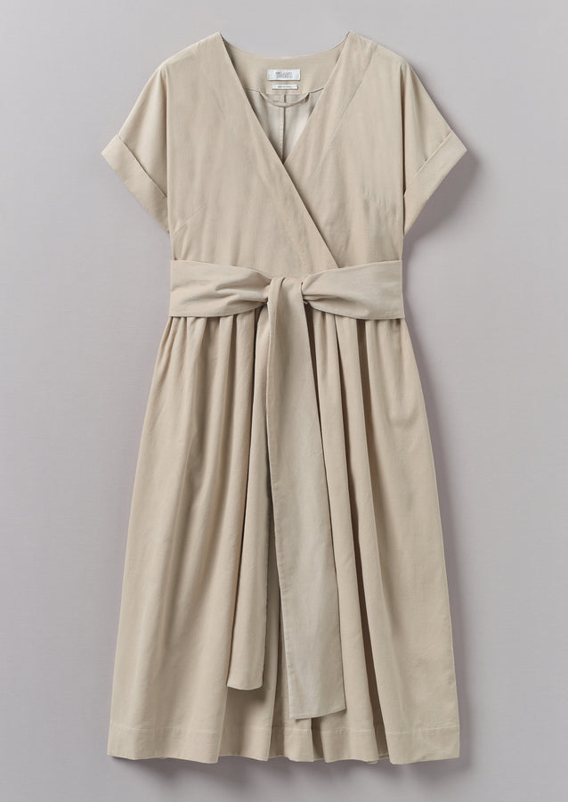 Needlecord Wrap Front Dress | Moonstone