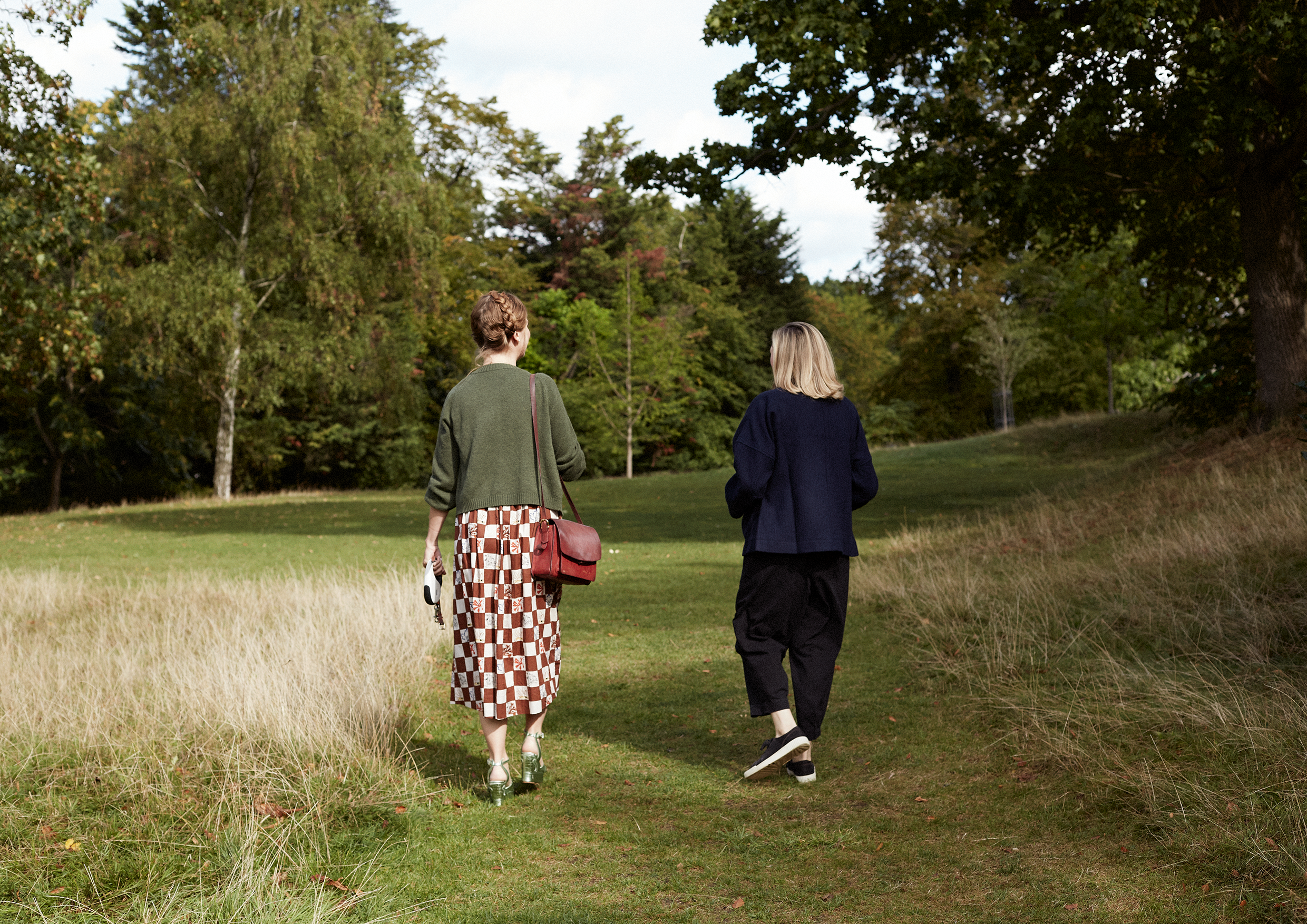 Women walking in park